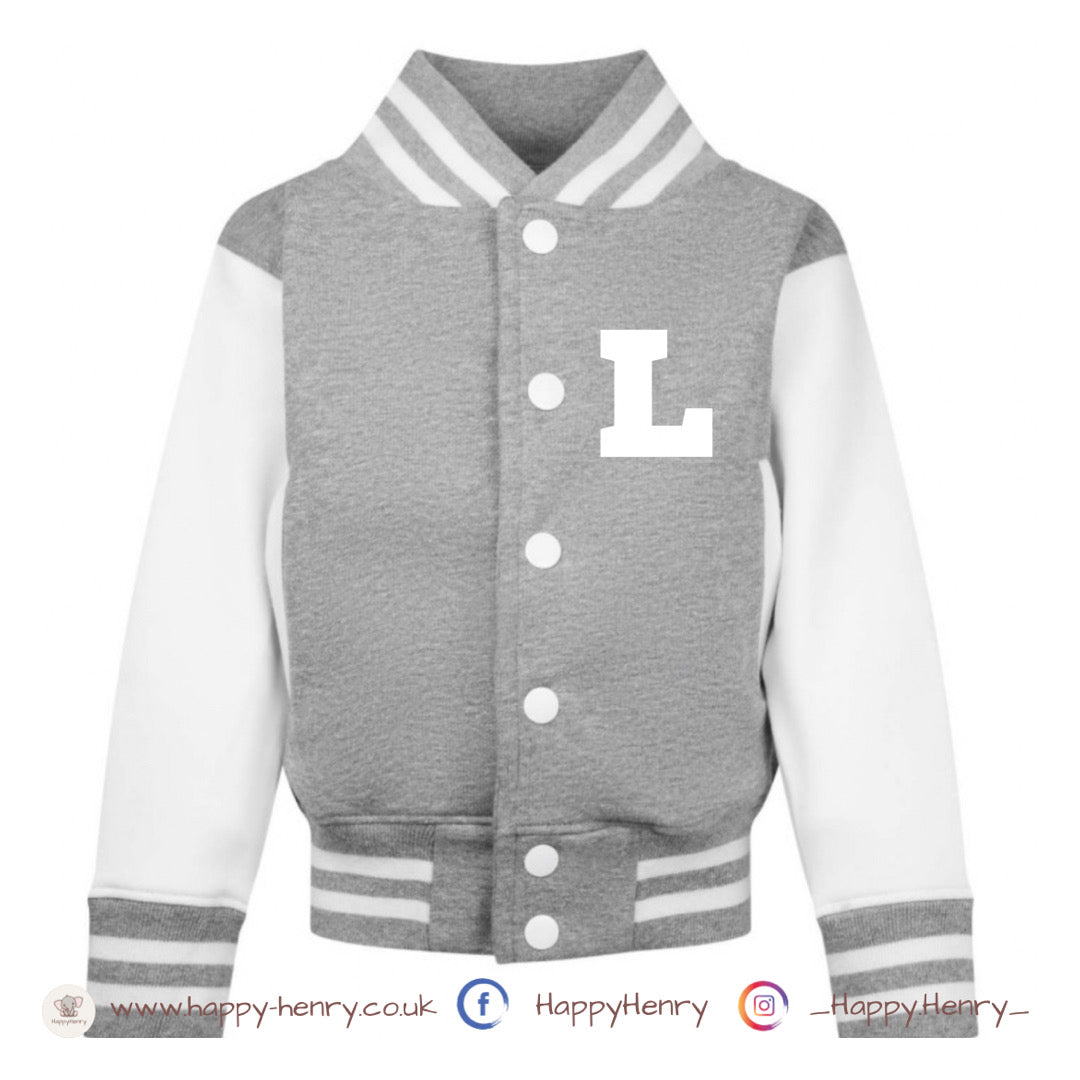 Personalised Varsity Jacket in Grey and White